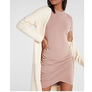 Express SILKY SUEDED JERSEY RUCHED T-SHIRT DRESS